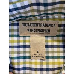 Duluth Trading Wrinklefighter Shirt Men's Small Window Check Plaid Long Sleeve